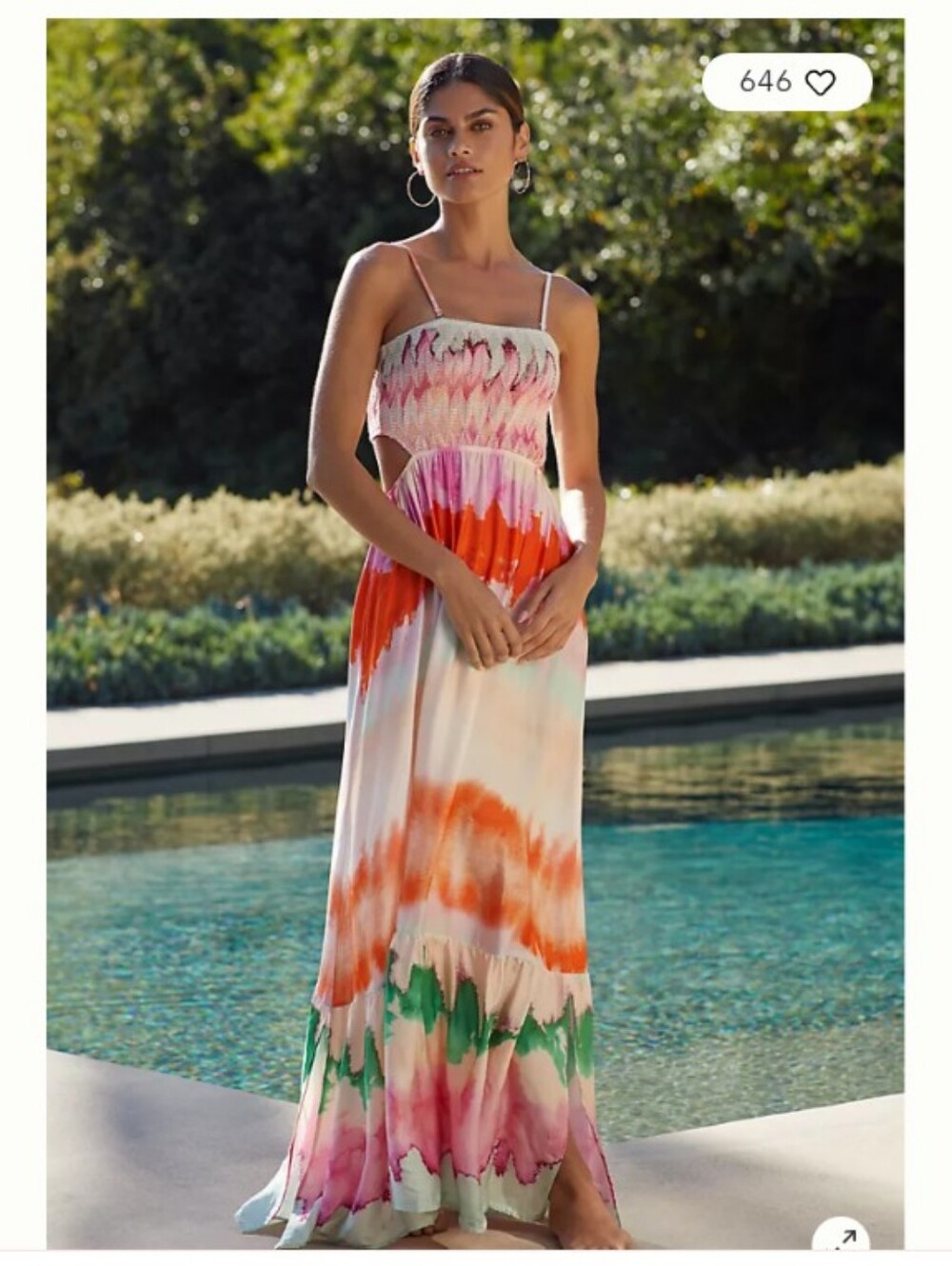 Anthropologie Multicolor Tie-Dye Smocked Maxi Dress